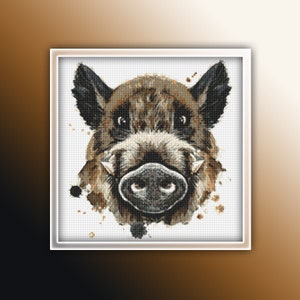 Bush pig Cross Stitch Pattern 1 Instant PDF Download - Bushpig Watercolor Cross Stitch Pattern - Wild Pig
