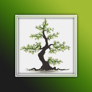 Tree Cross Stitch Pattern 10 Instant PDF Download | Summer Tree Watercolor Cross Stitch Pattern | Green Tree | Japanese Tree
