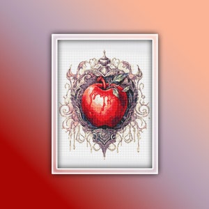 Apple Cross Stitch Pattern 1 Instant PDF Download - Red Apple Watercolor Cross Stitch Pattern - Fruit Cross Stitch Pattern