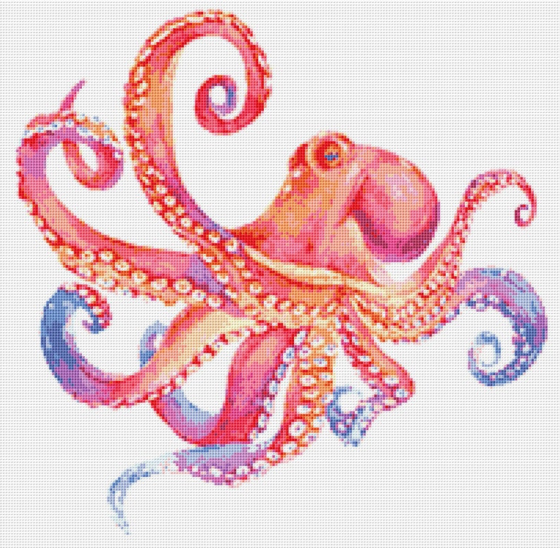 Octopus Cross Stitch Pattern 3 Instant PDF Download Octopus Etsy