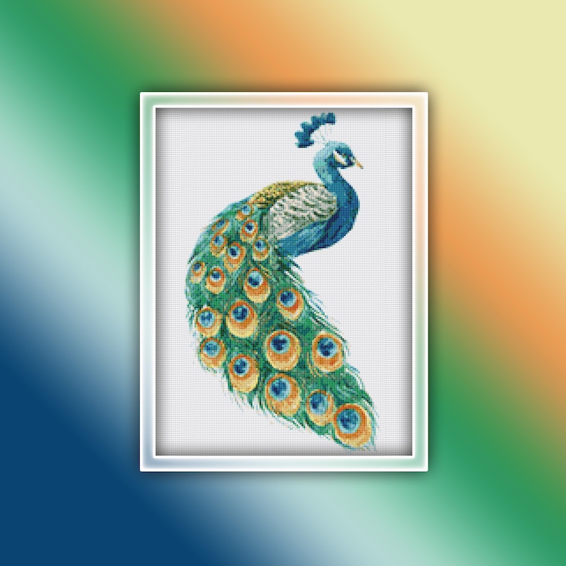 Peacock Cross Stitch Pattern 1 Instant Pdf Download Peacock Etsy