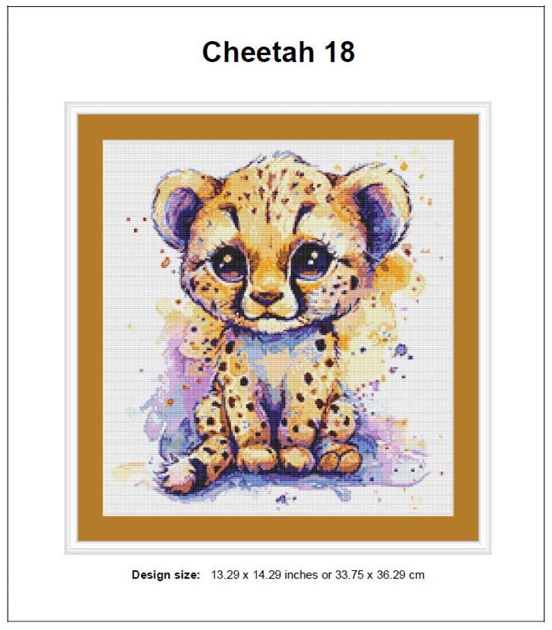 Cheetah Cross Stitch Pattern 18 Instant PDF Download - Cheetah ...