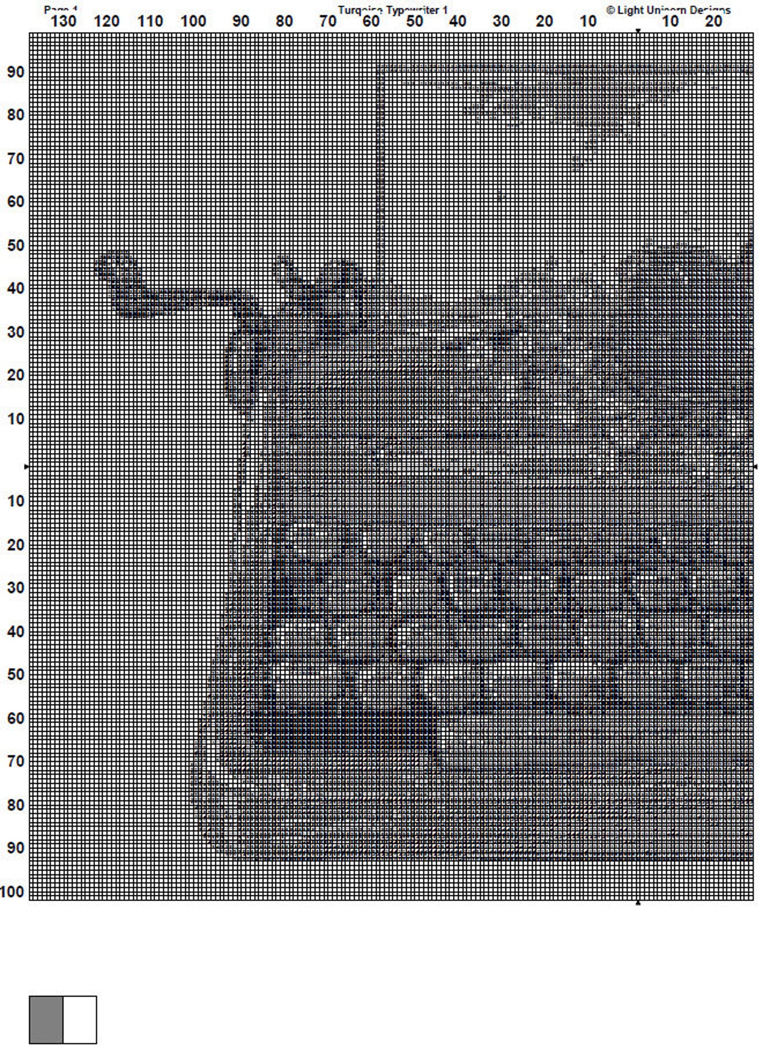 Turquoise Typewriter Cross Stitch Pattern 1 Instant PDF Download ...