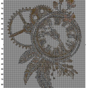 Steampunk Feather Clock Cross Stitch Pattern 1 Instant PDF Download ...