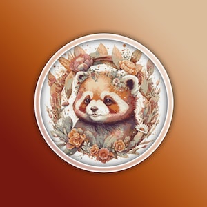 Red Panda Bear Cross Stitch Pattern 5 Instant PDF Download - Red Panda Watercolor Cross Stitch Pattern - Animal Cross Stitch Pattern