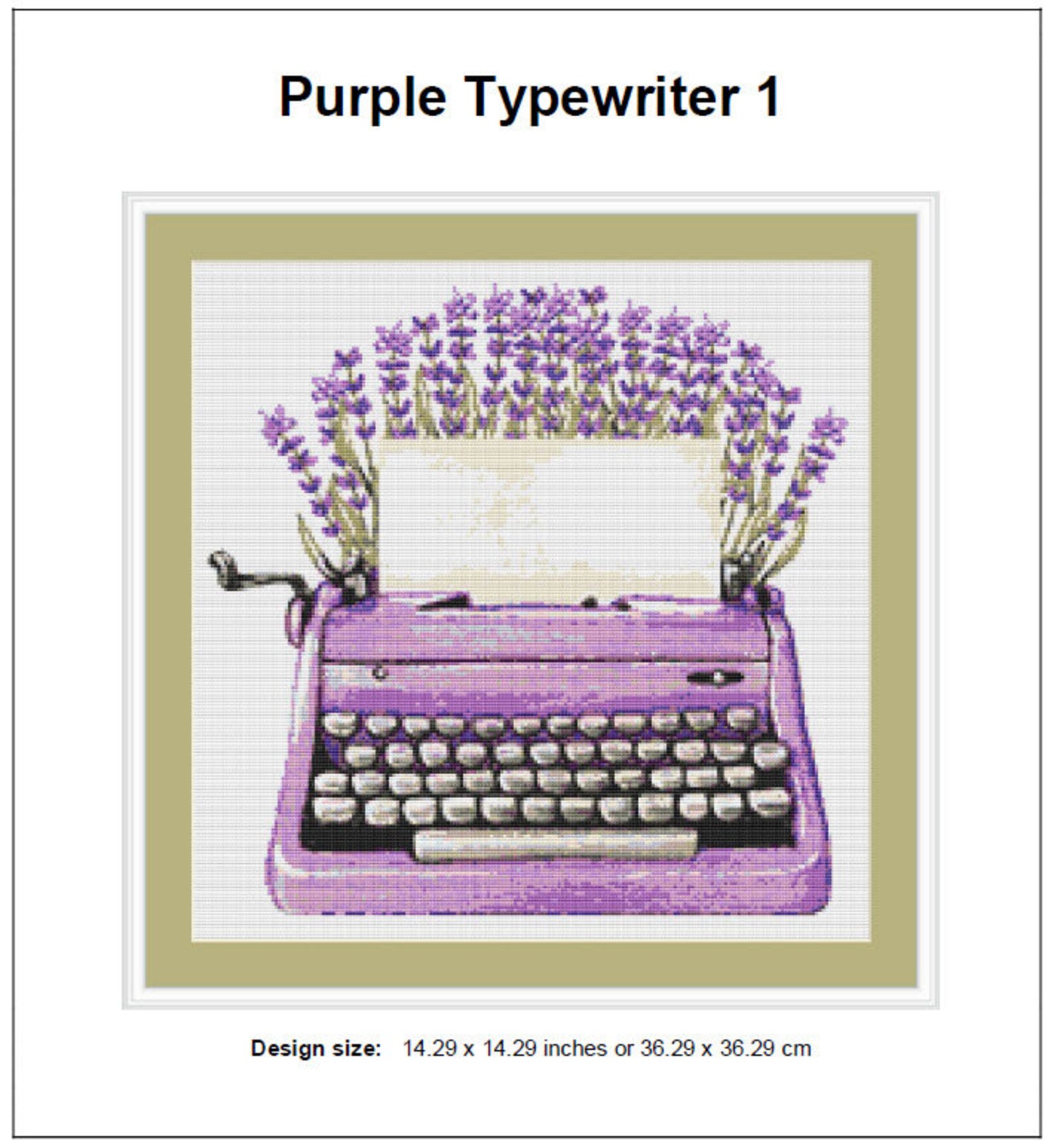 Purple Typewriter Cross Stitch Pattern 1 Instant PDF Download ...