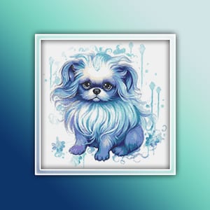 Pekingese Cross Stitch Pattern 3 Instant PDF Download - Pekingese Watercolor Cross Stitch Pattern - Animal Cross Stitch Pattern