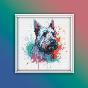 Scottish Terrier Cross Stitch Pattern 3 Instant PDF Download - Scottish Terrier Dog Watercolor Cross Stitch Pattern - Cross Stitch Pattern