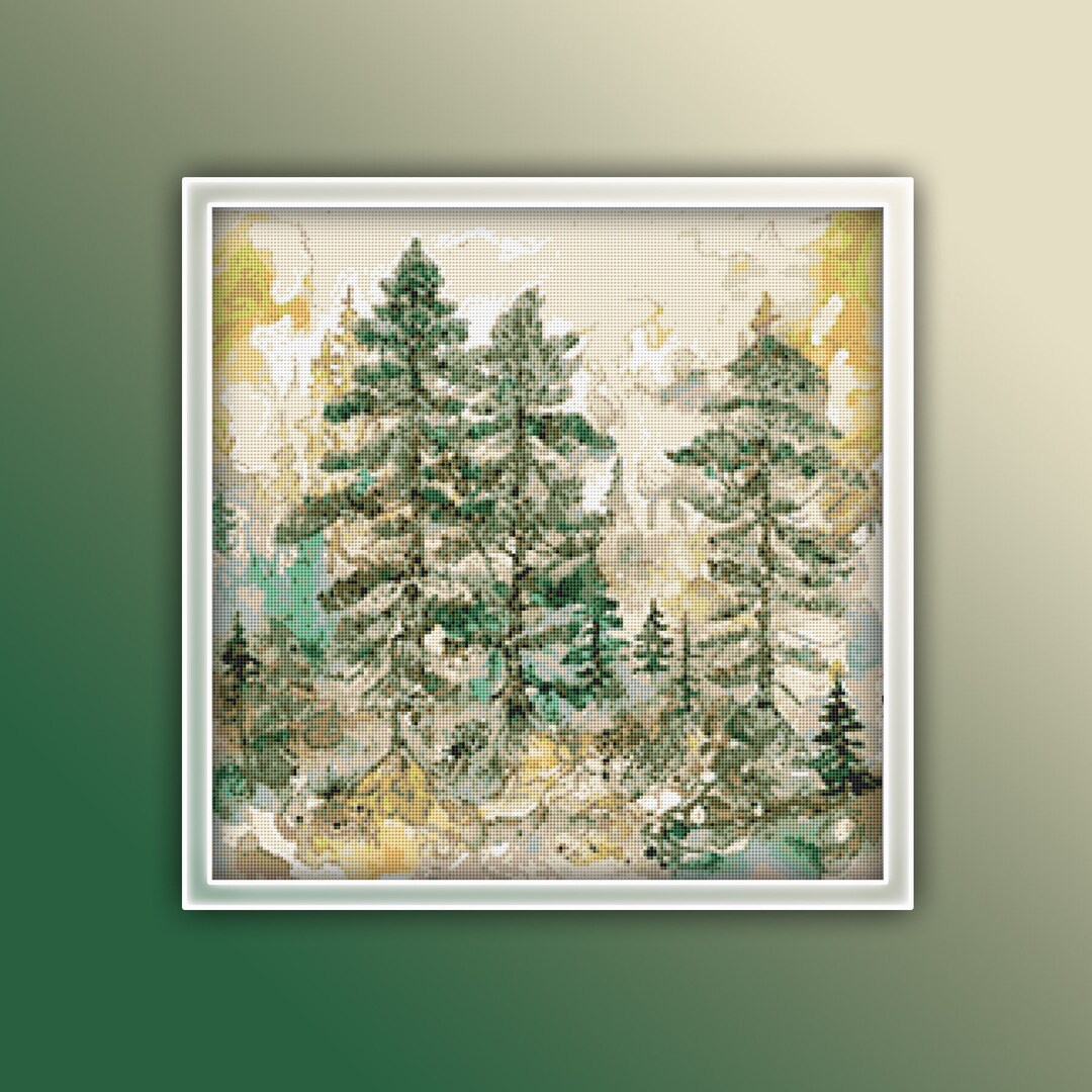 Tree Landscape Cross Stitch Pattern 1 Instant PDF Download - Tree Line ...