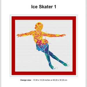 Ice Skater Cross Stitch Pattern 1 Instant Download Instant PDF Download Figure Ice Skating Watercolor Cross Stitch Pattern image 2