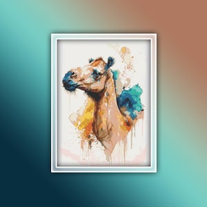 Camel Cross Stitch Pattern 4 Instant Download Instant PDF Download - Desert Camel Watercolor Cross Stitch Pattern - Africa Animals