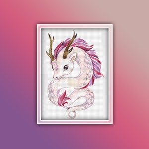 Dragon Cross Stitch Pattern 7 Instant PDF Download - Kids Room Watercolor Cross Stitch Pattern - Animal Cross Stitch Pattern