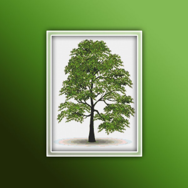 Tree Cross Stitch Pattern 5 Instant PDF Download | Summer Tree Watercolor Cross Stitch Pattern | Green Tree | Tree