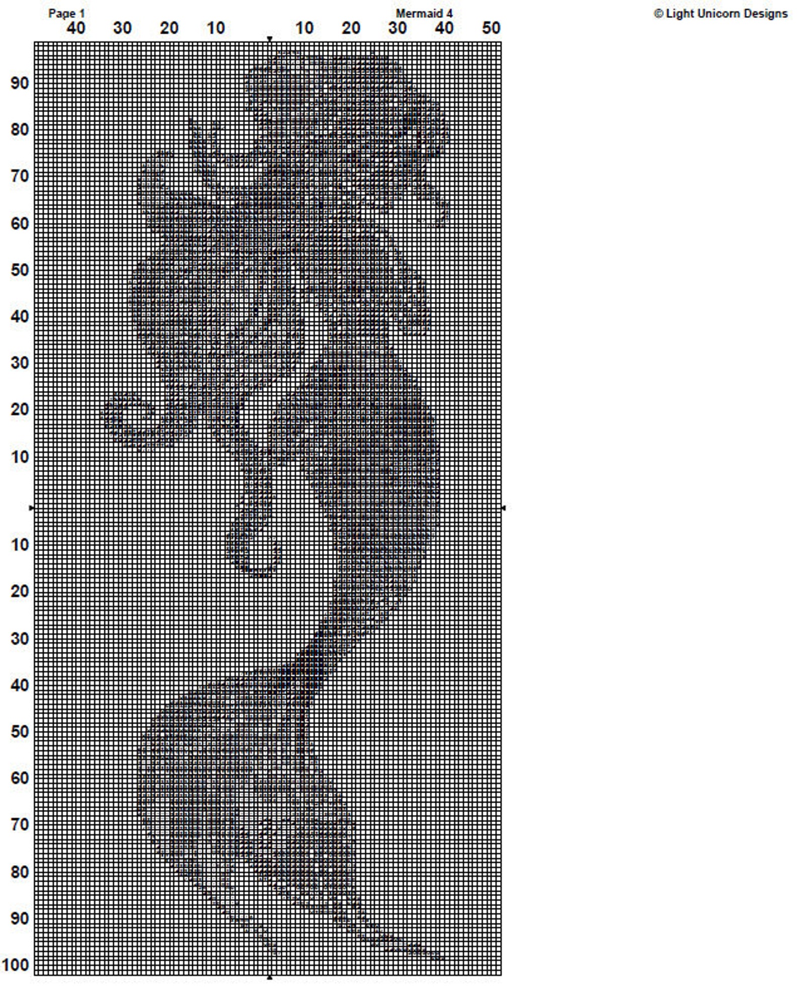 Mermaid Cross Stitch Pattern 4 Instant PDF Download - Woman Watercolor ...