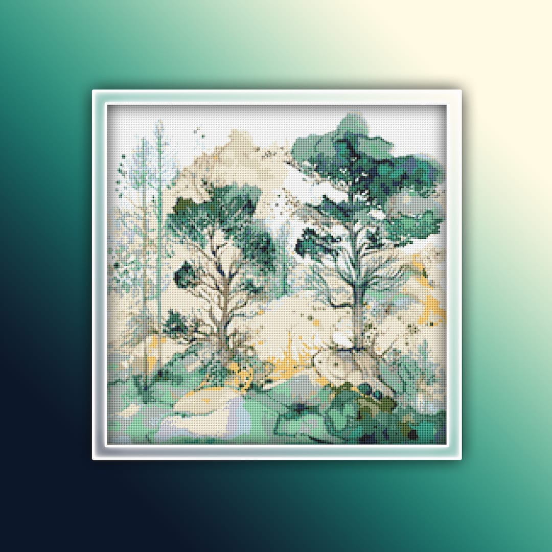 Tree Landscape Cross Stitch Pattern 4 Instant PDF Download - Tree Line ...