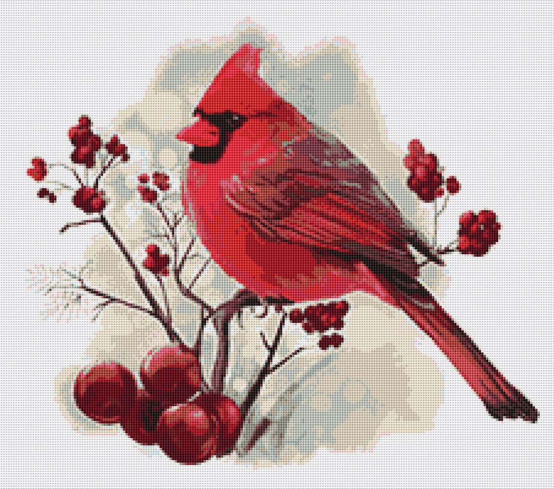 Cardinal Cross Stitch Pattern 1 Instant PDF Download Etsy