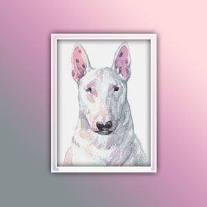 Bullterrier Kreuzstichmuster 3 Sofort PDF Download - Terrier Aquarell Kreuzstichmuster - Hund Kreuzstichmuster