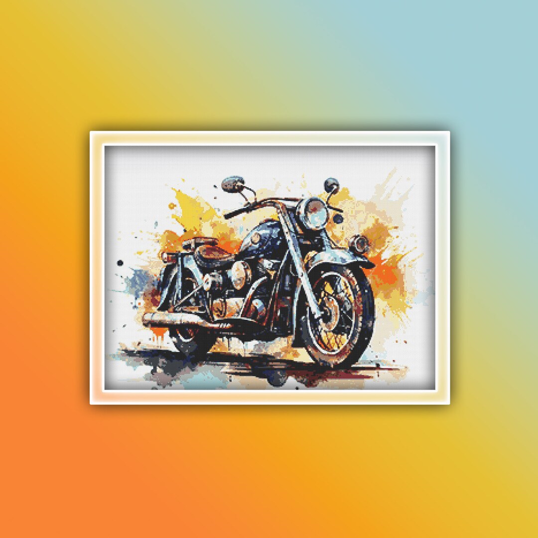 Harley Davidson Cross Stitch Pattern 5 Instant PDF Download Motorbike
