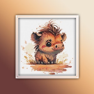 Bush pig Cross Stitch Pattern 5 Instant PDF Download - Bushpig Watercolor Cross Stitch Pattern - Wild Pig