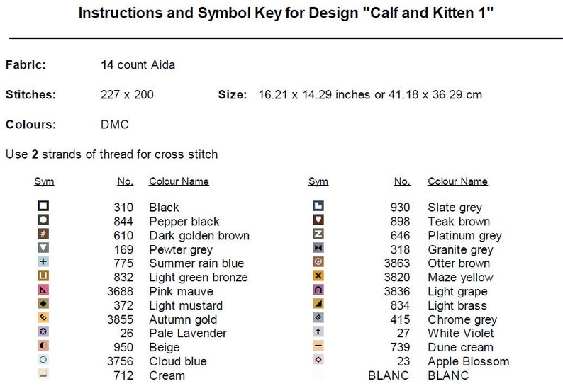 Calf and Kitten Cross Stitch Pattern 1 Instant PDF Download Cat Cross Stitch Pattern Cow Watercolor Cross Stitch Pattern