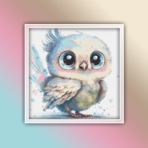 Owl Cross Stitch Pattern 13 Instant Download Instant PDF Download - Baby Owl Watercolor Cross Stitch Pattern - Woodland Animals - Kids Room