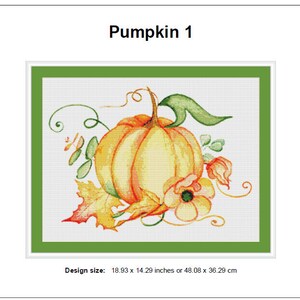 Pumpkin Cross Stitch Pattern 1 Instant PDF Download - Autumn Watercolor ...