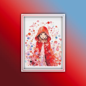 Little Red Riding Hood Cross Stitch Pattern 1 Instant PDF Download - Fairy Tale Story Watercolor Cross Stitch Pattern