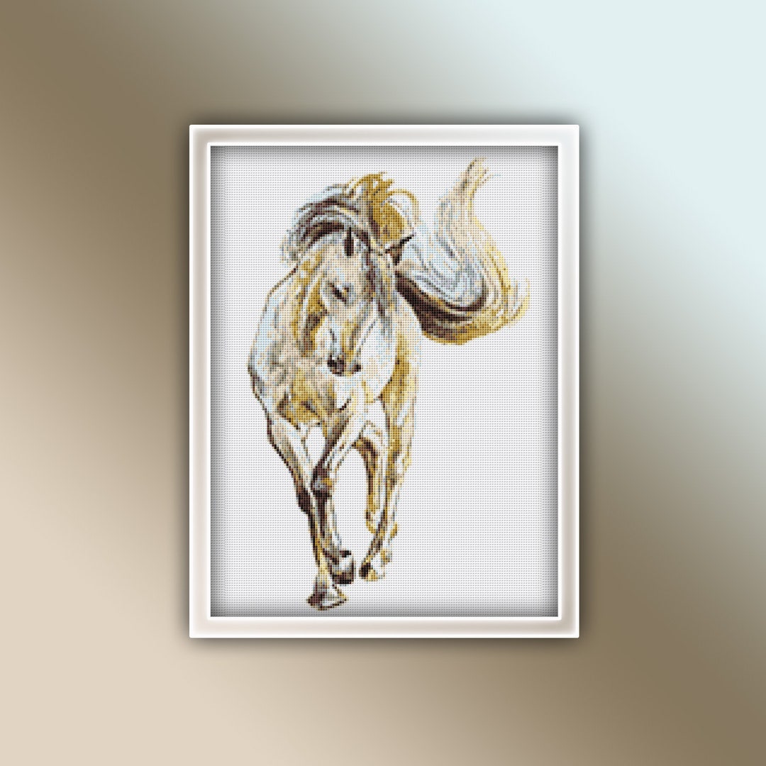 White Horse Cross Stitch Pattern 1 Instant PDF Download - Horse ...