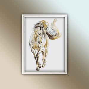 White Horse Cross Stitch Pattern 1 Instant PDF Download - Horse Watercolor Cross Stitch Pattern - Animal Cross Stitch Pattern