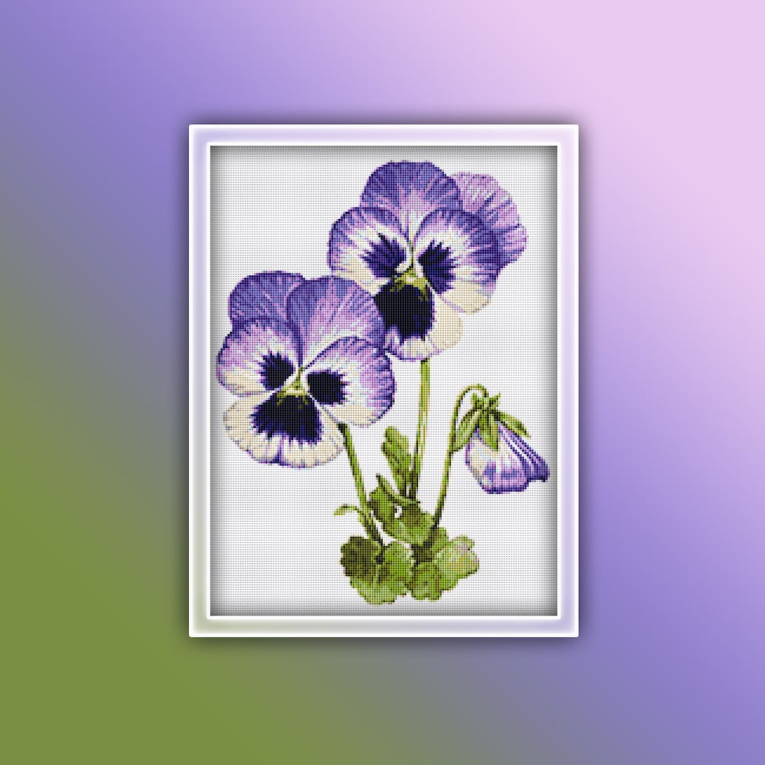 Pansy Flowers Cross Stitch Pattern 1 Instant PDF Download - Pansies ...