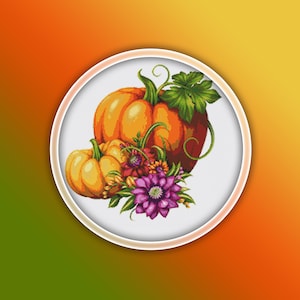 Pumpkins Cross Stitch Pattern 2 Instant PDF Download - Autumn Watercolor Cross Stitch Pattern - Halloween Cross Stitch Pattern