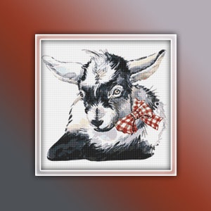Baby Goat Cross Stitch Pattern 1 Instant PDF Download - Ram Watercolor Cross Stitch Pattern - Goat Cross Stitch Pattern