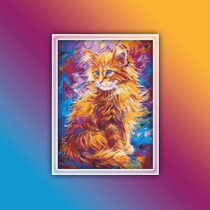 Ginger Cat Cross Stitch Pattern 11 Instant PDF Download - Ginger Cat Watercolor Cross Stitch Pattern - Kitten Cross Stitch Pattern