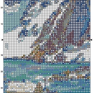 Schema punto croce Groenlandia 1 Download istantaneo del PDF - Schema punto croce acquerello paesaggio della Groenlandia, montagne innevate, oceano freddo immagine 6