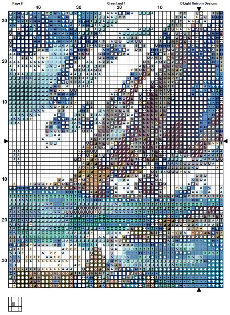 Schema punto croce Groenlandia 1 Download istantaneo del PDF - Schema punto croce acquerello paesaggio della Groenlandia, montagne innevate, oceano freddo immagine 6