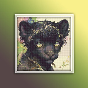 Black Panther Cross Stitch Pattern 13 Instant PDF Download - Jaguar Watercolor Cross Stitch Pattern - Animal Cross Stitch Pattern