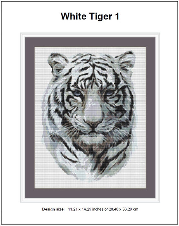 White Tiger Cross Stitch Pattern 1 Instant PDF Download