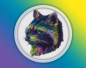 Rainbow Raccoon Cross Stitch Pattern 1 Instant Download Instant PDF Download - Raccoon Watercolor Cross Stitch Pattern - Woodland Animals