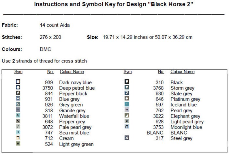Black Horse Cross Stitch Pattern 2 Instant PDF Download - Horse ...