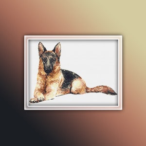 German Shepherd Cross Stitch Pattern 2 Instant PDF Download - Dog Watercolor Cross Stitch Pattern - Animal Cross Stitch Pattern