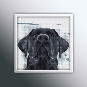 Black Labrador Cross Stitch Pattern 1 Instant PDF Download - Black Dog Watercolor Cross Stitch Pattern - Animal Cross Stitch