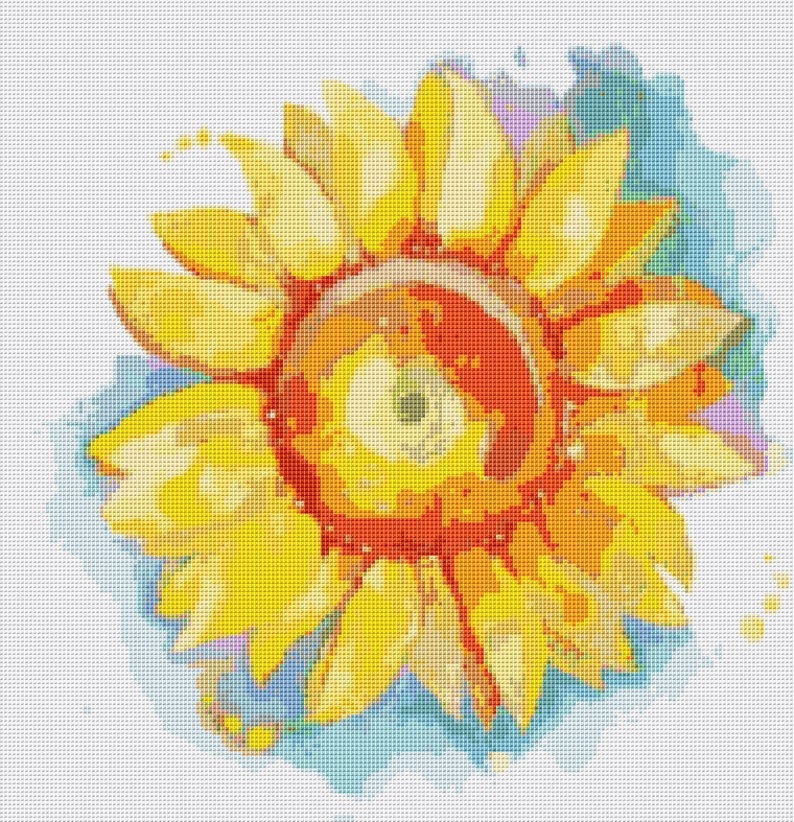 Sunflower Cross Stitch Pattern 2 Close Up Instant PDF Download | Etsy