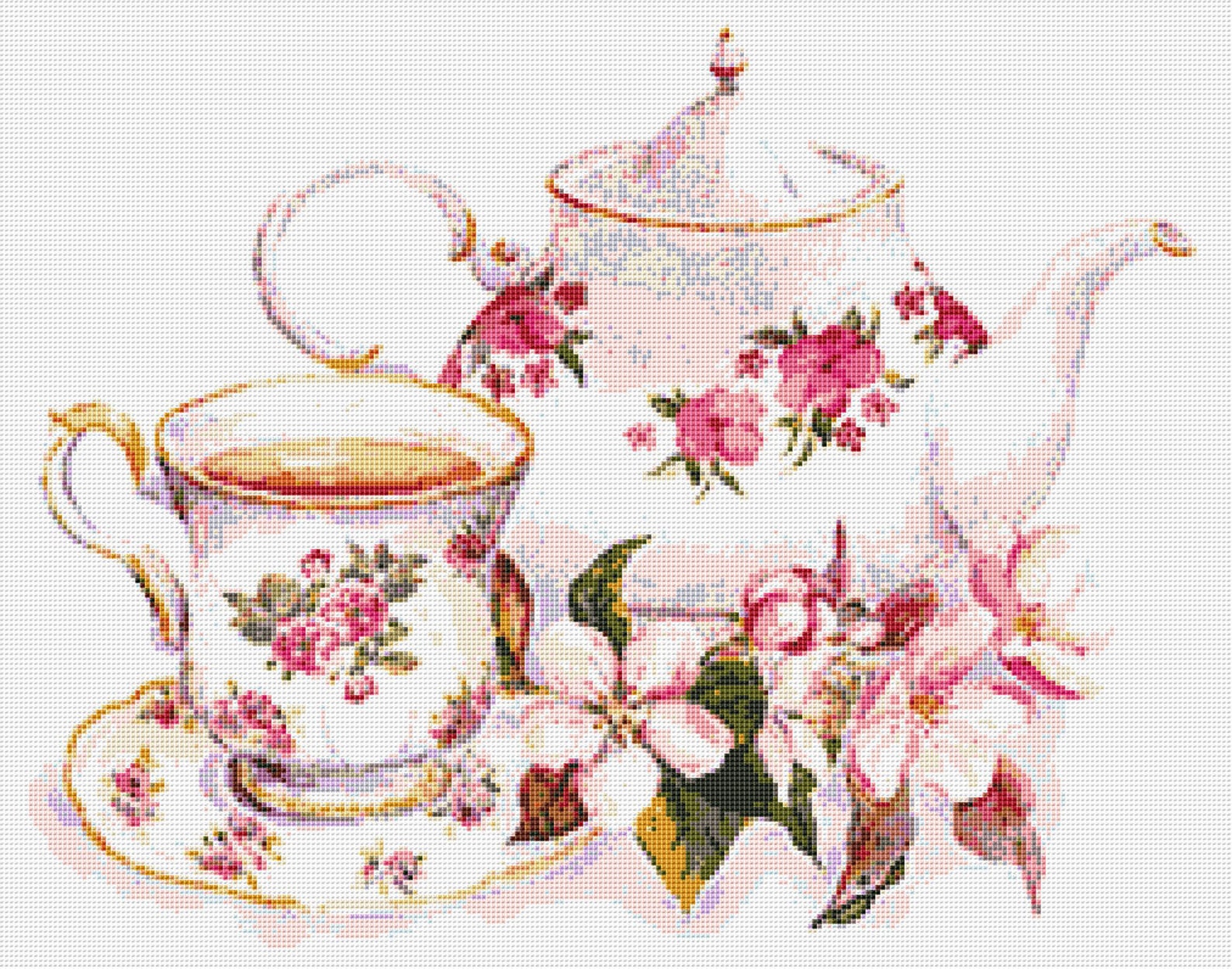 High Tea Cross Stitch Pattern 1 Instant PDF Download Tea | Etsy
