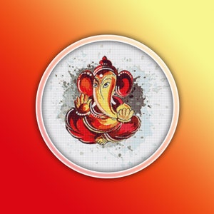 Ganesh Cross Stitch Pattern 4 Instant PDF Download - Ganesha Watercolor Cross Stitch Pattern - Ganapati Cross Stitch