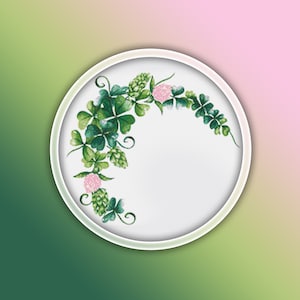 Four Leaf Clovers Wreath Cross Stitch Pattern 1 Instant PDF Download - Clover Wreath Watercolor Cross Stitch Pattern