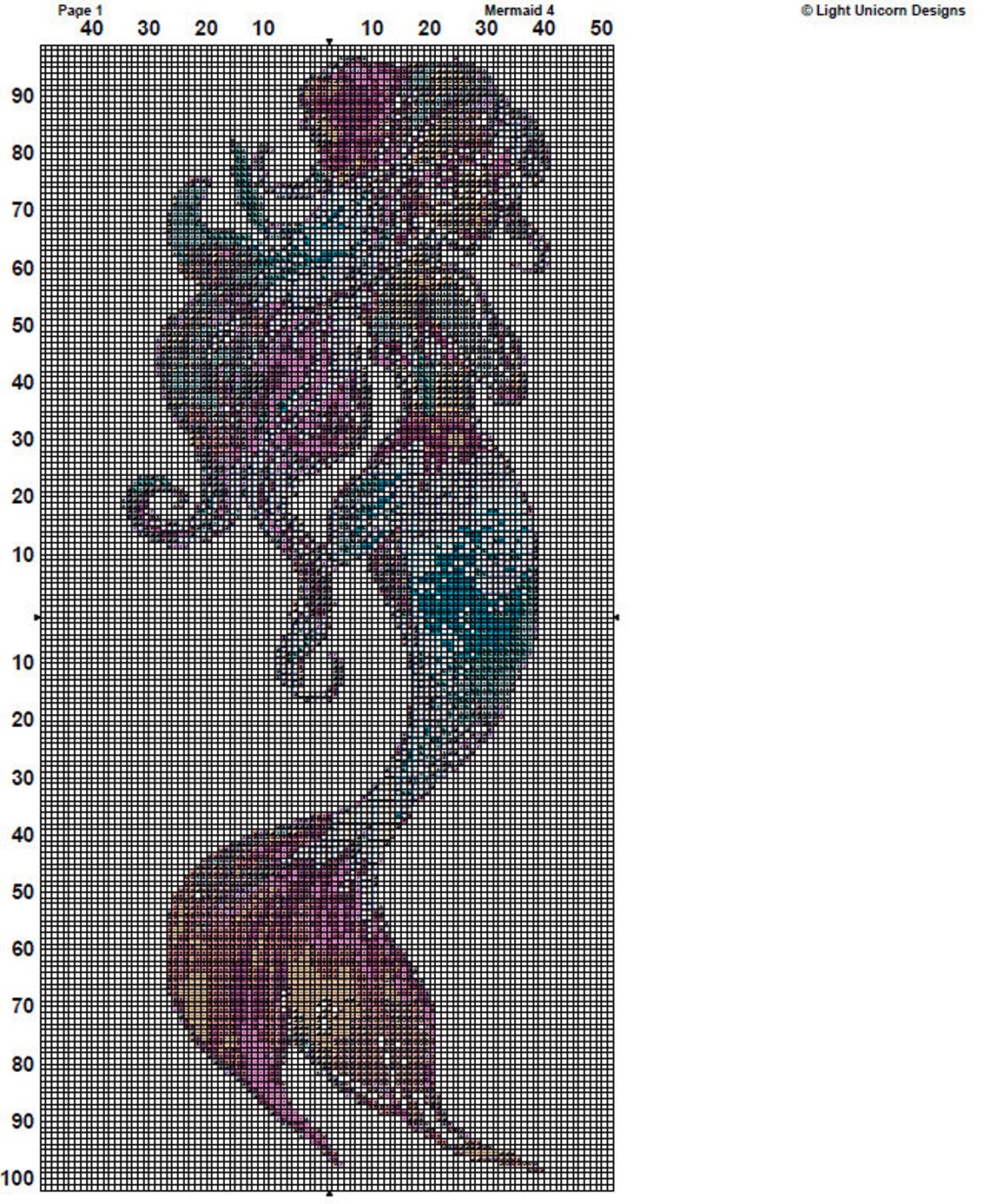 Mermaid Cross Stitch Pattern 4 Instant PDF Download - Woman Watercolor ...