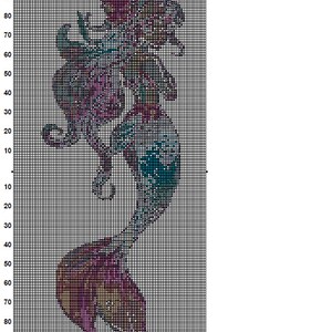 Mermaid Cross Stitch Pattern 4 Instant PDF Download - Woman Watercolor ...