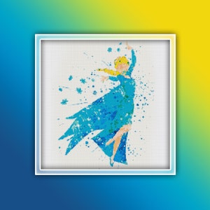 Frozen Cross Stitch Pattern 1 Instant PDF Download - Elsa Watercolor Cross Stitch Pattern