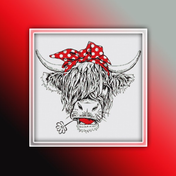 Cow Cross Stitch Pattern 2 Instant PDF Download - Cow Watercolor Cross Stitch Pattern - Animal Cross Stitch Pattern