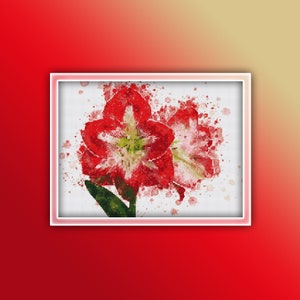 Amarylis Flower Cross Stitch Pattern Instant PDF Download - Amarylis Flower Watercolor Cross Stitch Pattern